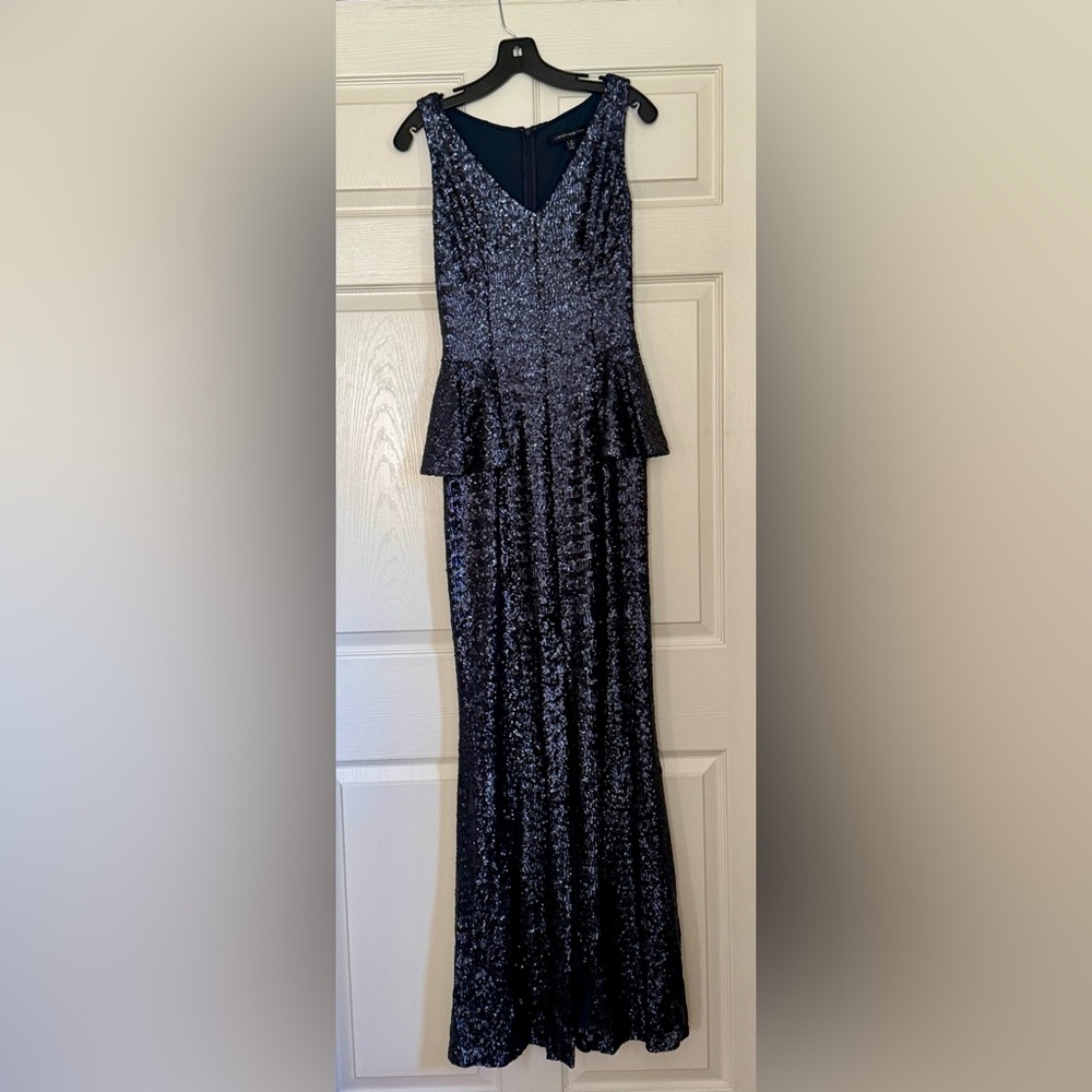Carmen Marc Valvo Navy Sequin Gown